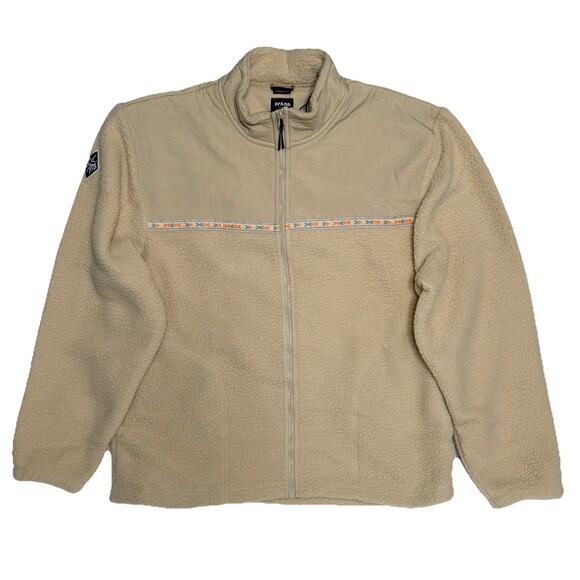 Prana Large Fleece Jacket HurricaneFull Zip Cliffside Ivory Men's L Unisex NWT